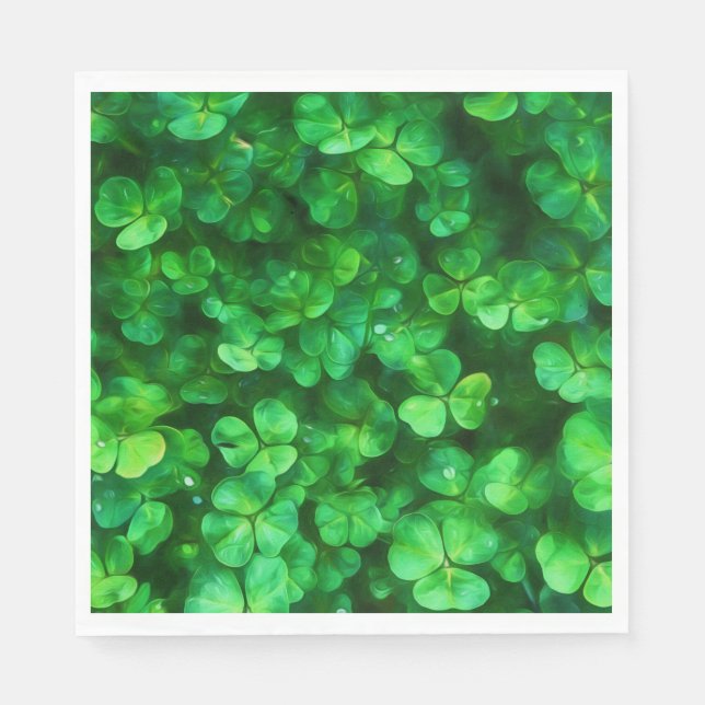 Lucky Celtic Irish Green Shamrocks Napkin (Front)