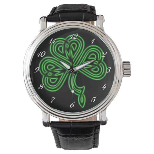 Lucky Celtic Shamrock Wrist Watch (Front)