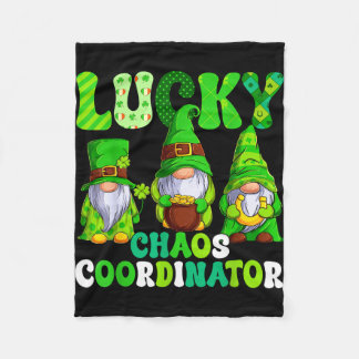 Lucky chaos coordinator shamrock leopard gnomes fleece blanket