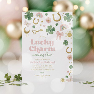 Lucky Charm 1st Birthday St Patricks Day Rainbow Invitation