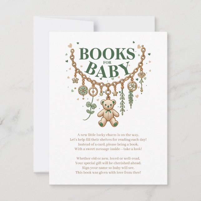 Lucky Charm Baby Shower Books For Baby Card (Front)