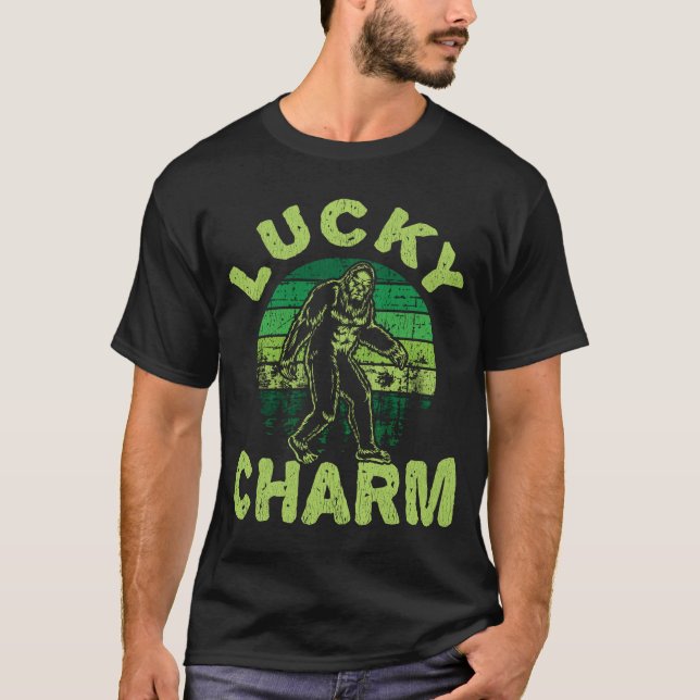 Lucky Charm Bigfoot Sasquatch Fans St Patricks Day T-Shirt (Front)