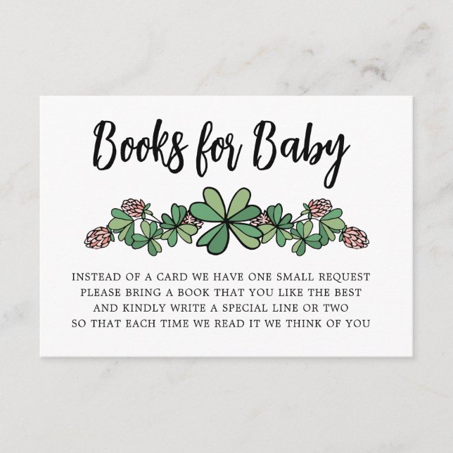 Lucky Charm Books For Baby Girl Baby Shower Enclosure Card (Front)