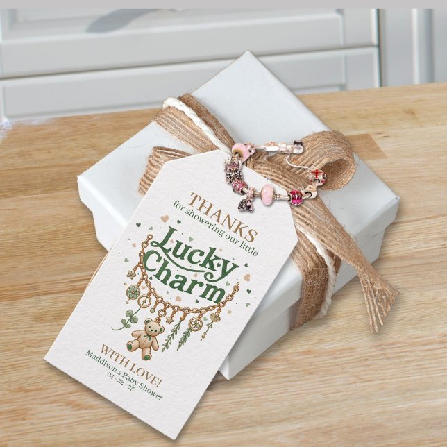 Lucky Charm Bracelet Baby Shower Favor Tag (Creator Uploaded)