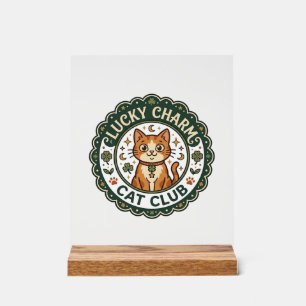 Lucky Charm Cat POD Vector Art - Lucky Charm Cat C Acrylic Sign