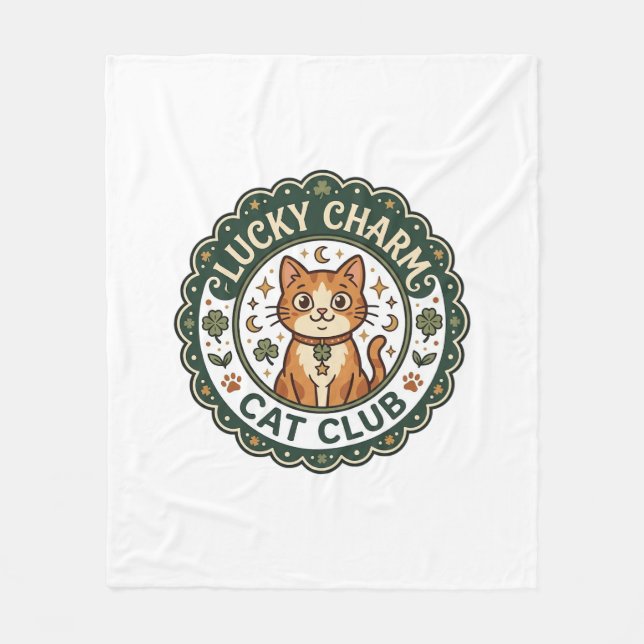 Lucky Charm Cat POD Vector Art - Lucky Charm Cat C Fleece Blanket (Front)