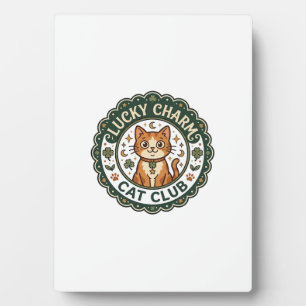 Lucky Charm Cat POD Vector Art - Lucky Charm Cat C Plaque