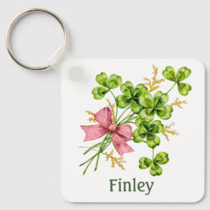 Lucky Charm Clover Vintage Personalised Good Luck Key Ring
