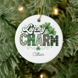 Lucky Charm Cute Fabric-Look Cute St Patricks Ceramic Tree Decoration