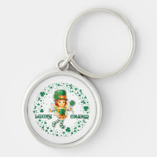 Lucky Charm. Fairy Irish Girl St. Patrick's Day Key Ring
