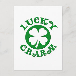 Lucky Charm Green/White Circle Postcard