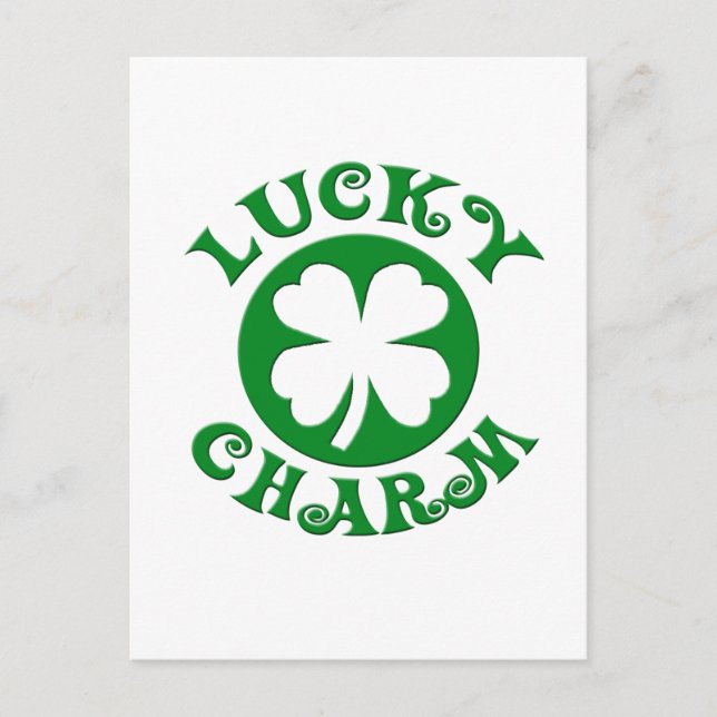 Lucky Charm Green/White Circle Postcard (Front)