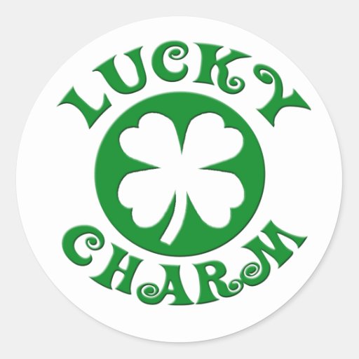 Lucky Charm Green/White Circle Classic Round Sticker | Zazzle