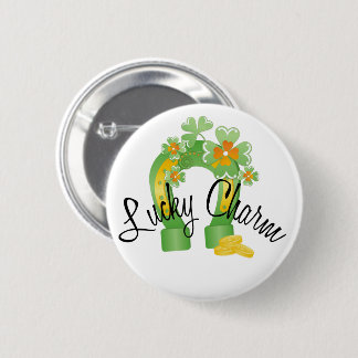 Lucky Charm Horseshoe 6 Cm Round Badge