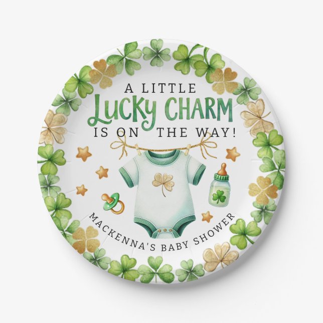 Lucky Charm Irish Baby Shower Party Plates (Front)