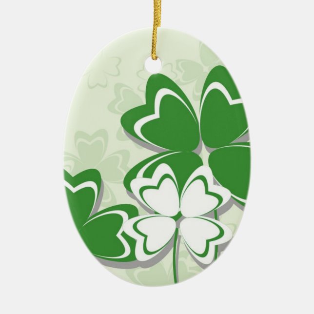 Lucky charm Irish clover shamrock St. Patricks Day Ceramic Tree Decoration (Front)