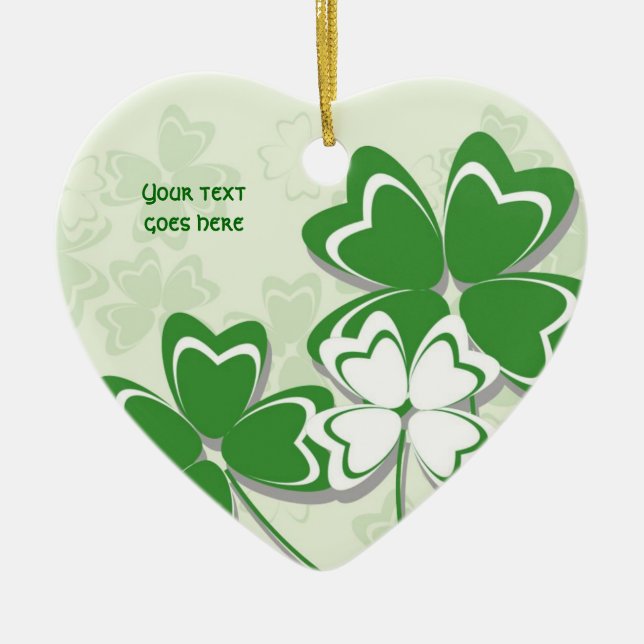 Lucky charm Irish clover shamrock St. Patricks Day Ceramic Tree Decoration (Front)