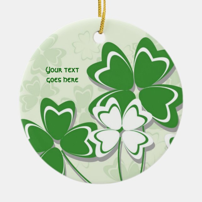 Lucky charm Irish clover shamrock St. Patricks Day Ceramic Tree Decoration (Front)