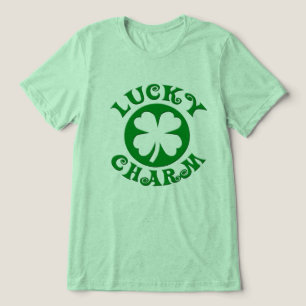 Lucky Charm Irish Four Leaf Clover T-Shirt, Ladies Tri-Blend Shirt