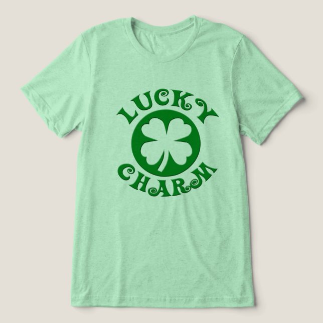 Lucky Charm Irish Four Leaf Clover T-Shirt, Ladies Tri-Blend Shirt (Design Front)