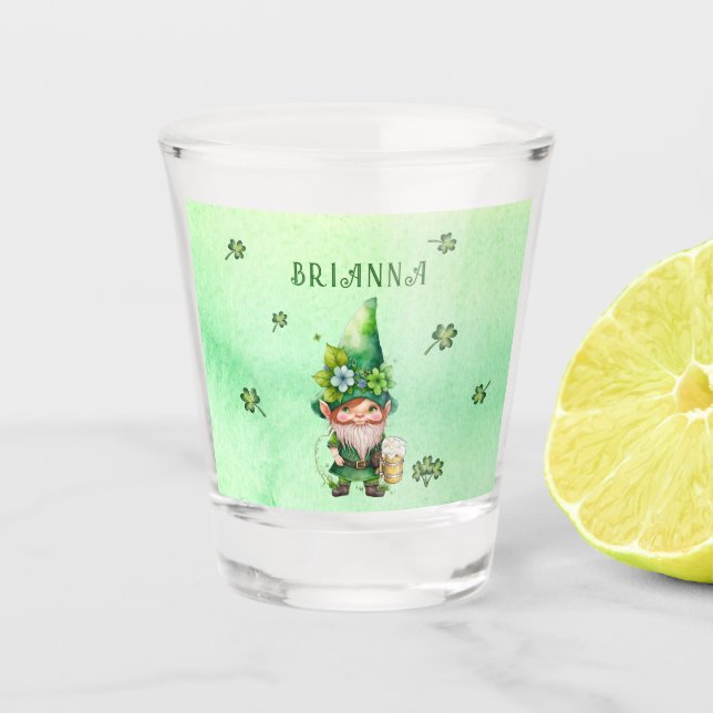 Lucky Charm Leprechaun Gnome - Personalised  Shot Glass (Front)