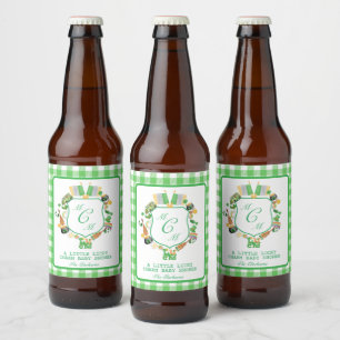 Lucky charm Monogram Gingham Beverage Label Set