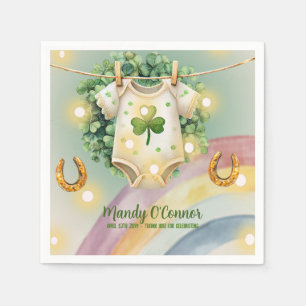 Lucky Charm Shamrock and Rainbow Baby Shower Napkin