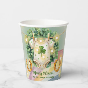 Lucky Charm Shamrock and Rainbow Baby Shower Paper Cups