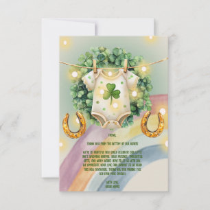 Lucky Charm Shamrock and Rainbow Baby Shower Thank You Card