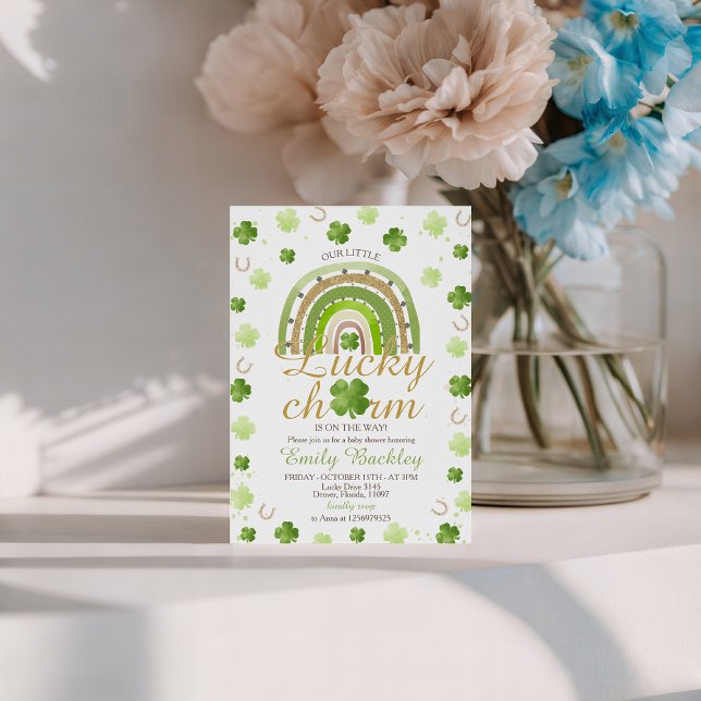 Lucky Charm Shamrock Baby Shower Invite (Creator Uploaded)