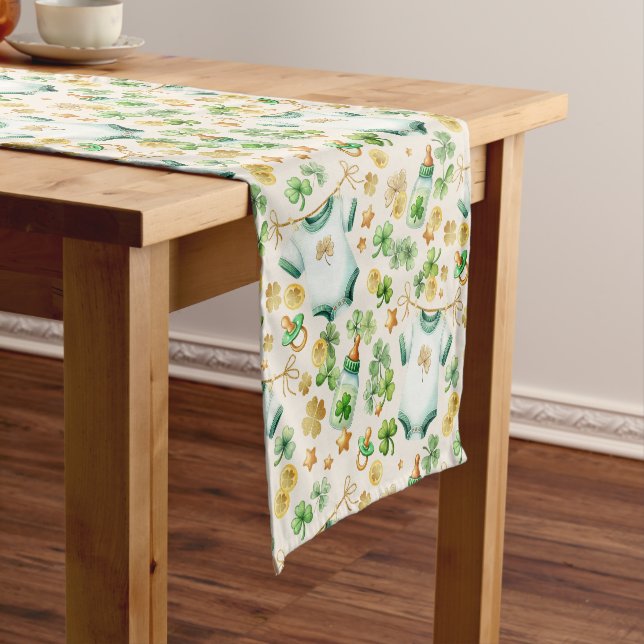 Lucky Charm Shamrock Baby Shower Table Runner (In Situ)