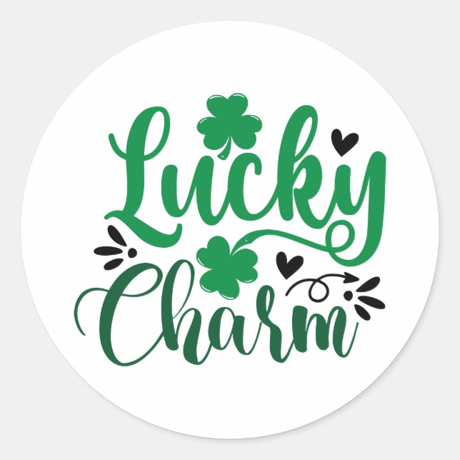 Lucky Charm Shamrock Classic Round Sticker (Front)