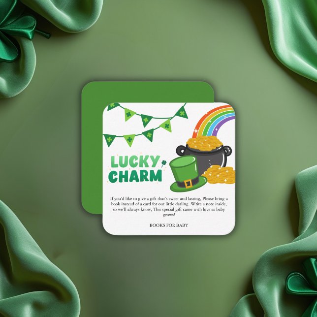 Lucky Charm Shamrock St. Patrick's Day Baby Shower Enclosure Card (Creator Uploaded)