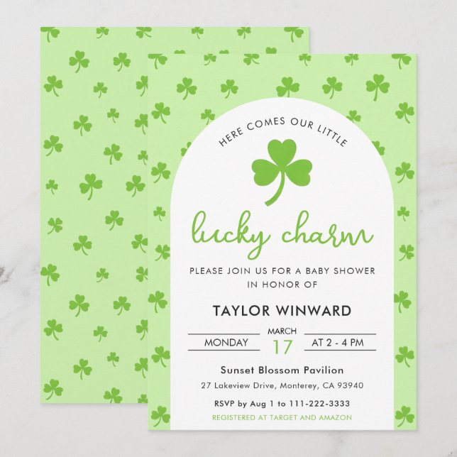 Lucky Charm St Patrick’s Day Baby Shower Invitation (Front/Back)