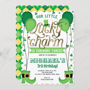 Lucky Charm, St Patrick's Day, Birthday Invitation