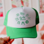 Lucky Charm St Patricks Day Lucky Clover Trucker Hat<br><div class="desc">Stay lucky and stylish with this cute St. Patrick’s Day t-shirt! Featuring fun green lucky charm graphics—four-leaf clover,  dice,  rainbow,  and more—this trendy t-shirt adds a vintage touch to your festive look. Perfect for St. Paddy’s celebrations,  pub crawls,  or casual wear.</div>