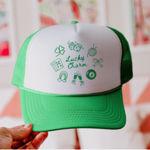 Lucky Charm St Patricks Day Lucky Clover Trucker Hat