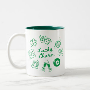 Lucky Charm St Patricks Day Lucky Clover Two-Tone Coffee Mug
