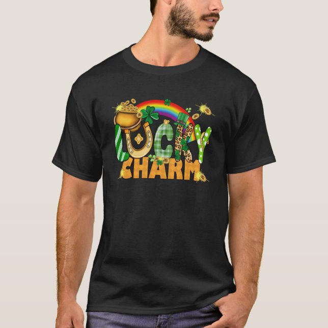 Lucky Charm St Patricku2019s Day Irish Rainbow T-Shirt (Front)