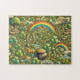 Lucky Charm Treasure Hunt, Hidden Shamrocks Jigsaw Puzzle