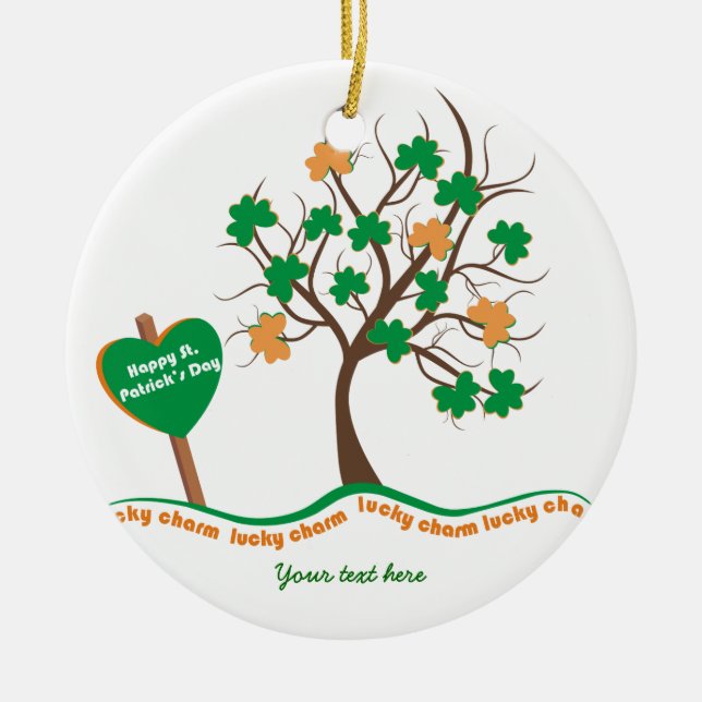 Lucky charm tree clover shamrock St. Patricks Day Ceramic Tree Decoration (Front)
