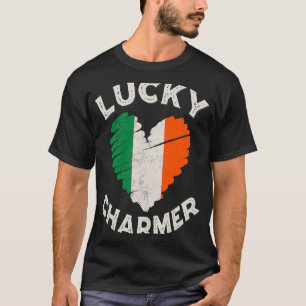 Lucky Charmer Grunge Heart Irish Flag St Patrick's T-Shirt