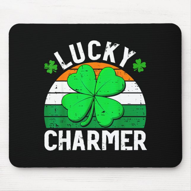 Lucky charmer shirts boys kids girls funny st mouse mat (Front)