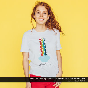 Lucky & Charming Rainbow 4-Leaf Clover Minimalist T-Shirt