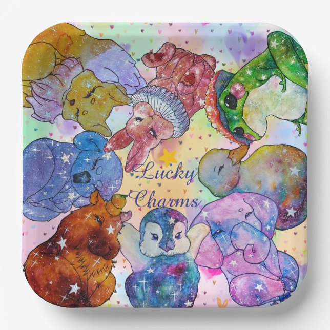 Lucky Charms - Cute Animals Paper Plate (Front)