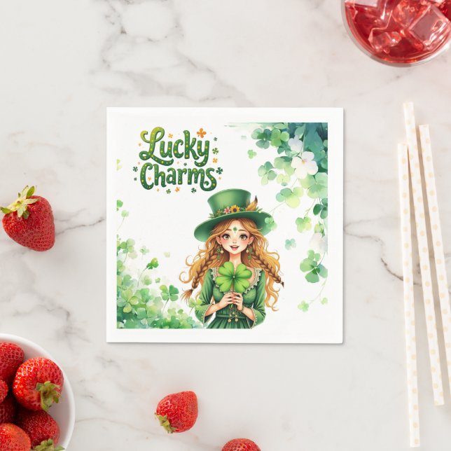 Lucky Charms St Patrick's Day Paper Napkin (Insitu)