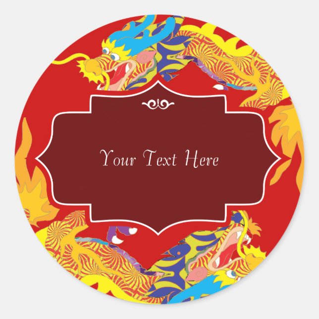 Lucky Chinese Dragon Classic Round Sticker (Front)
