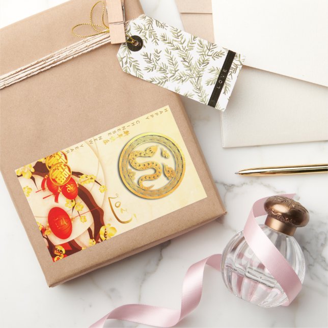 Lucky Chinese Snake New Year 2025 VRS Rectangular Sticker (Gifting)