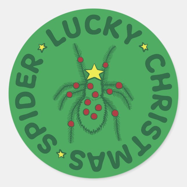 Lucky Christmas Spider Classic Round Sticker (Front)