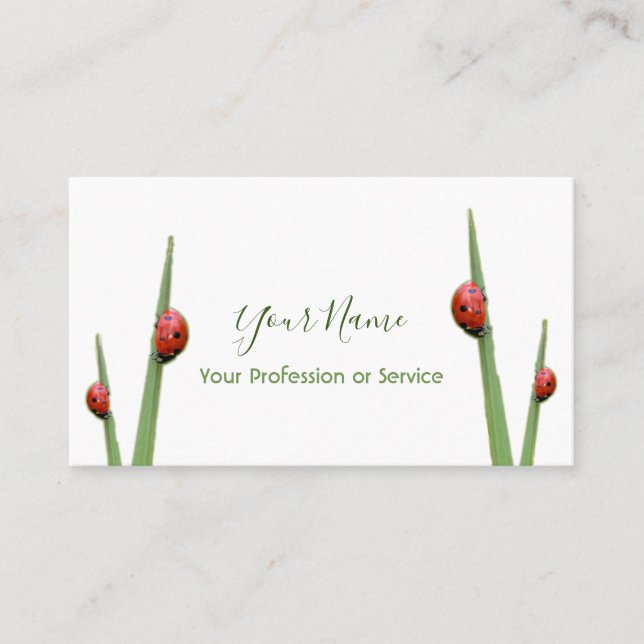 Lucky clients with lucky ladybugs! business card (Front)